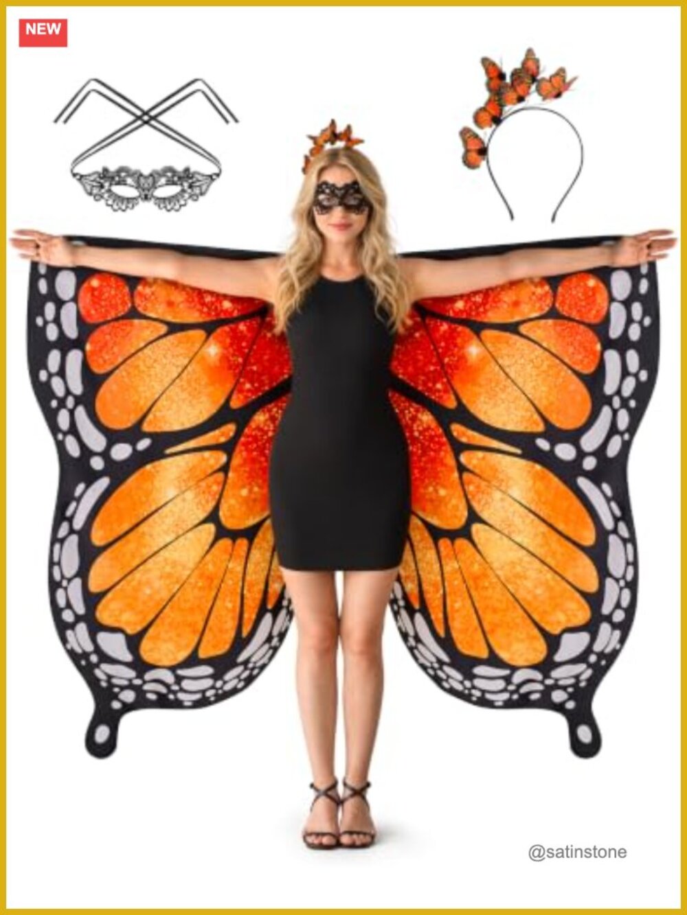 Butterfly Wings Costume Adult Chiffon Cosplay Halloween Fairy Set